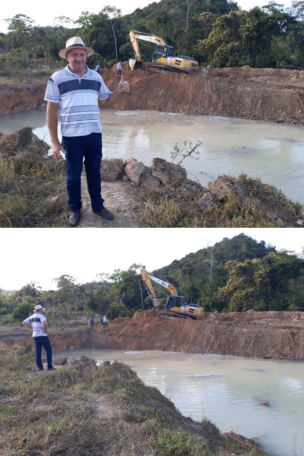 Vereador Oli da Bonfim acompanha trabalhos da Secretaria de Agricultura na abertura de tanques do programa da piscicultura